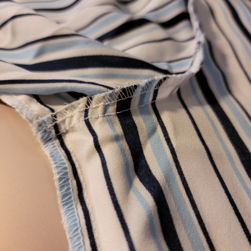 Spense blouse with mandarin collar and stipes Med - Picture 8 of 8